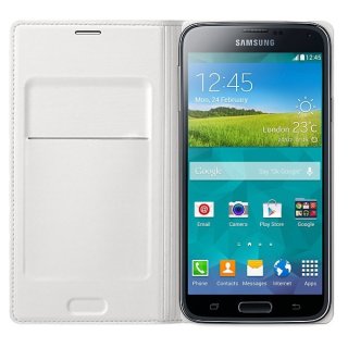 Oryginalne Etui Futerał Samsung Flip Cover EF-WG900BW Samsung Galaxy S5 G900 Biały