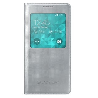 Oryginalne Etui Futerał Samsung S View Cover EF-CG850BSEGWW Samsung Galaxy Alpha G850F Srebrne