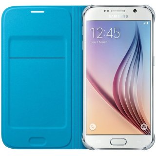 Oryginalne Etui Futerał Samsung Flip Wallet Fabric Cover EF-WG920BLEGWW Samsung Galaxy S6 G920 Niebieskie