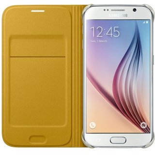 Oryginalne Etui Futerał Samsung Flip Wallet Fabric Cover EF-WG920BYEGWW Samsung Galaxy S6 G920 Żółte