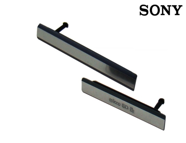 Komplet Oryginalnych Zaślepek Karty SIM i Złącza Ładowania USB Sony Xperia Z2 D6503 Czarne