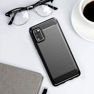 Carbon Case elastyczne etui pokrowiec futerał Samsung A41 niebieski