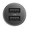BASEUS 2IN1 2-PORT CAR CHARGER + TYPE-C CABLE BLACK