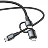 BASEUS 2IN1 TYPE-C TO TYPE-C & LIGHTNING CABLE 100CM BLACK