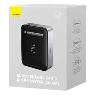 Baseus 2w1 power bank Power Starter Jump Starter urządzenie rozruchowe booster 8000 mAh 12V (800A / 400A) / kompresor do opon 5-150 Psi czarny (CGNL020001)