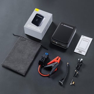 Baseus 2w1 power bank Power Starter Jump Starter urządzenie rozruchowe booster 8000 mAh 12V (800A / 400A) / kompresor do opon 5-150 Psi czarny (CGNL020001)