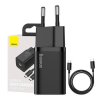 Ładowarka sieciowa Baseus Super Si Quick Charger 1C 25W z przewodem USB C do USB C 1m czarna (TZCCSUP-L01)