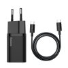 Ładowarka sieciowa Baseus Super Si Quick Charger 1C 25W z przewodem USB C do USB C 1m czarna (TZCCSUP-L01)