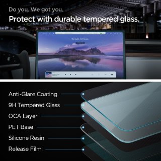 Szkło Hartowane SPIGEN Glas.Tr ”Ez Fit” Tesla Model X 2022 / Model S 2021 Black