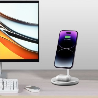 Tech-Protect Qi15w-A21 2In1 Magnetic Magsafe Wireless Charger White