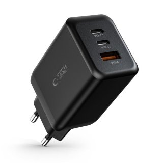 Tech-Protect C65w 3-Port Network Charger PD 65W / Qc3.0 Black