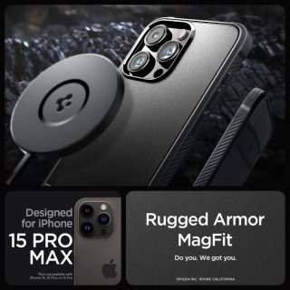 SPIGEN Rugged Armor Mag Magsafe Iphone 15 PRO MAX Matte Black