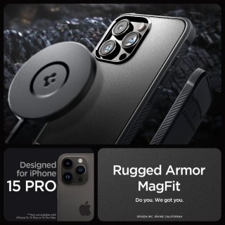 SPIGEN Rugged Armor Mag Magsafe Iphone 15 PRO Matte Black