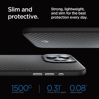 SPIGEN Enzo Aramid Mag Magsafe Iphone 15 PRO Matte Black