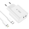 Tech-Protect C35w 2-Port Network Charger PD 35W + Lightning Cable White
