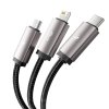 Tech-Protect Ultraboost 3In1 Lightning & Type-C & Micro-USB Cable 3.5A 100Cm Grey