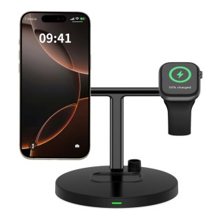 Tech-Protect Qi15w-A35 3In1 Magnetic Magsafe Wireless Charger Black