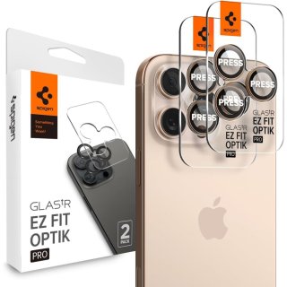 Osłona Aparatu SPIGEN Optik PRO Glas.Tr ”Ez Fit” Camera Protector 2-Pack Iphone 16 PRO / PRO MAX Desert Titanium