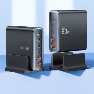 Tech-Protect Dc80w-GAN 6-Port Desktop Charger PD 80W / Qc3.0 Black