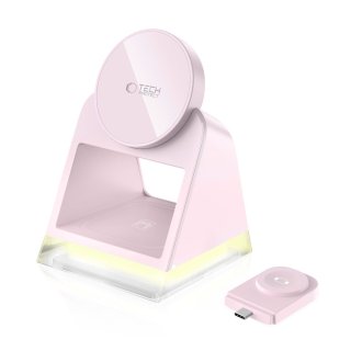 Tech-Protect Qi15w-A43 3In1 Magnetic Magsafe Wireless Charger Baby Pink