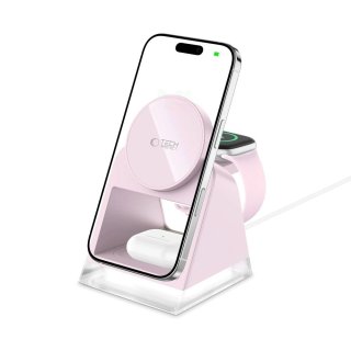Tech-Protect Qi15w-A43 3In1 Magnetic Magsafe Wireless Charger Baby Pink
