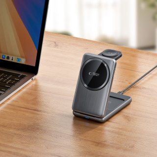 Tech-Protect Qi15w-A42 3In1 Magnetic Magsafe Wireless Charger Space Grey