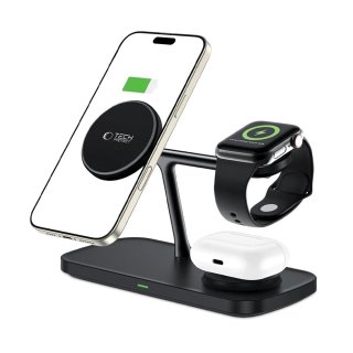 Tech-Protect Qi15w-A45 3In1 Magnetic Magsafe Wireless Charger Black