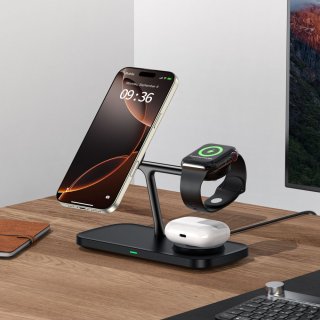 Tech-Protect Qi15w-A45 3In1 Magnetic Magsafe Wireless Charger Black