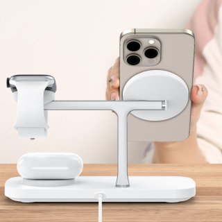 Tech-Protect Qi15w-A45 3In1 Magnetic Magsafe Wireless Charger White