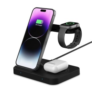 Tech-Protect Qi15w-A37 3In1 Wireless Charger For ANDROID & Apple Black