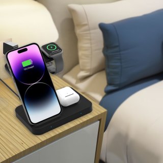 Tech-Protect Qi15w-A37 3In1 Wireless Charger For ANDROID & Apple Black