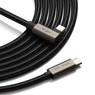 Ringke USB 3.2 Gen 2X2 Type-C 90 Degree Cable PD 240W 200Cm Black
