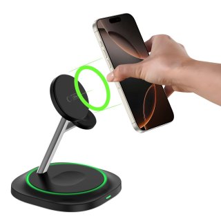 Tech-Protect Qi15w-A46 3In1 Magnetic Magsafe Wireless Charger Black