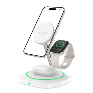 Tech-Protect Qi15w-A46 3In1 Magnetic Magsafe Wireless Charger White