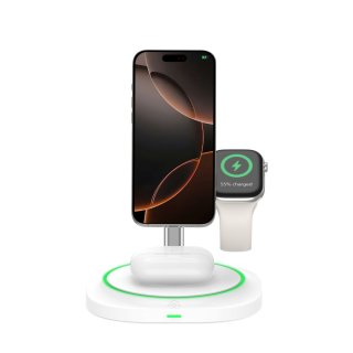 Tech-Protect Qi15w-A46 3In1 Magnetic Magsafe Wireless Charger White