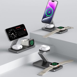 Tech-Protect Qi15w-A47 3In1 Magnetic Magsafe Wireless Charger Black