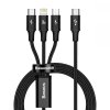 Kabel USB-C 3w1 Baseus Rapid Series, micro USB / Lightning / USB-C, 20W, 1.5m (czarny)