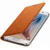 Oryginalne Etui Futerał Samsung Flip Wallet Fabric Cover EF-WG920BOEGWW Samsung Galaxy S6 G920 Pomarańczowe